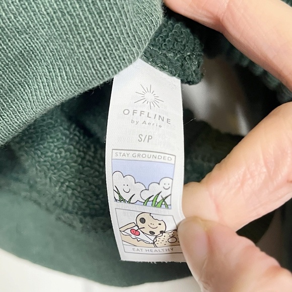 OFFLINE By Aerie Running Late Crop Top Cinch Side Crew Pullover Oversized Womens - Picture 6 of 11